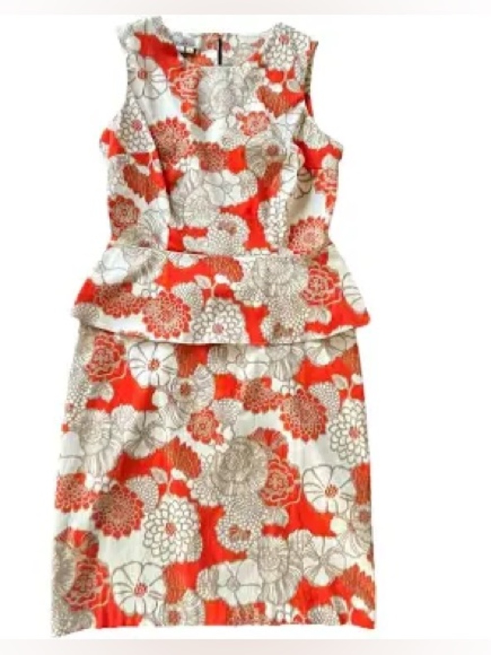 Kelly Diane: size 10, Floral Sheath top & skirt in Orange and white